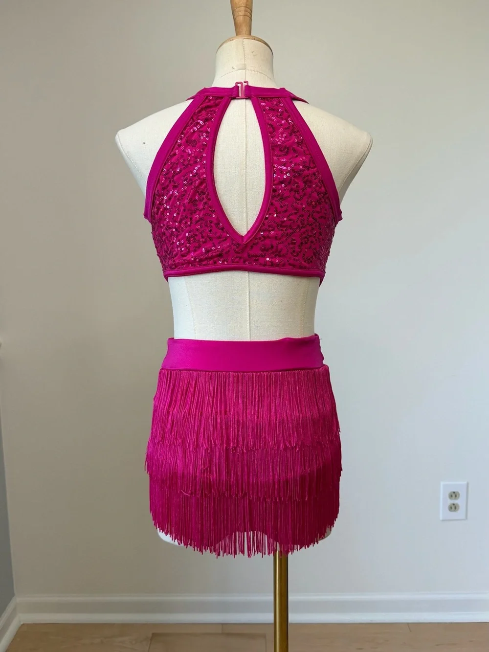 Hot pink fringe dress